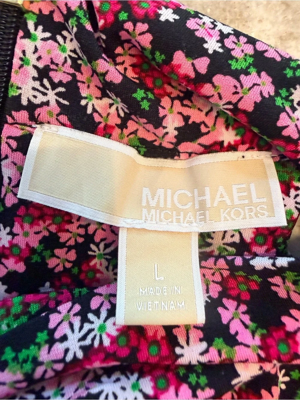 Michael Kors Floral Cold Shoulder Tie Neck Top L